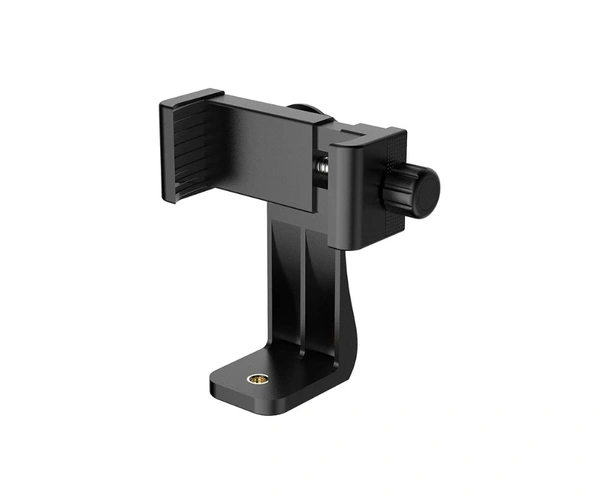  360° Mobile Holder for Tripod with Adjustable Phone Clamp Tripod Mount Adapter for All Smarphones, Tripods with Dual Mounting Options- Black - Black