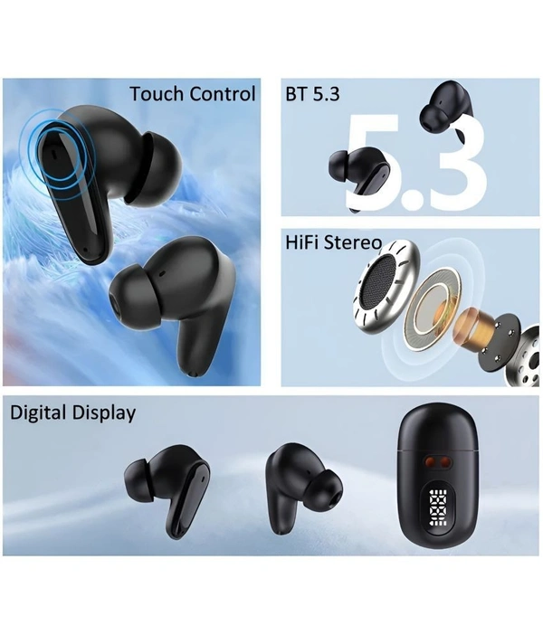 AirDoze Bluetooth True Wireless (TWS) In Ear 30 Hours Playback Fast charging,Powerfull bass IPX4 - Black