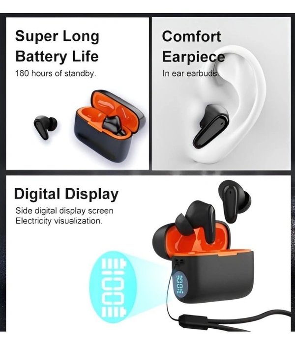 AirDoze Bluetooth True Wireless (TWS) In Ear 30 Hours Playback Fast charging,Powerfull bass IPX4 - Black