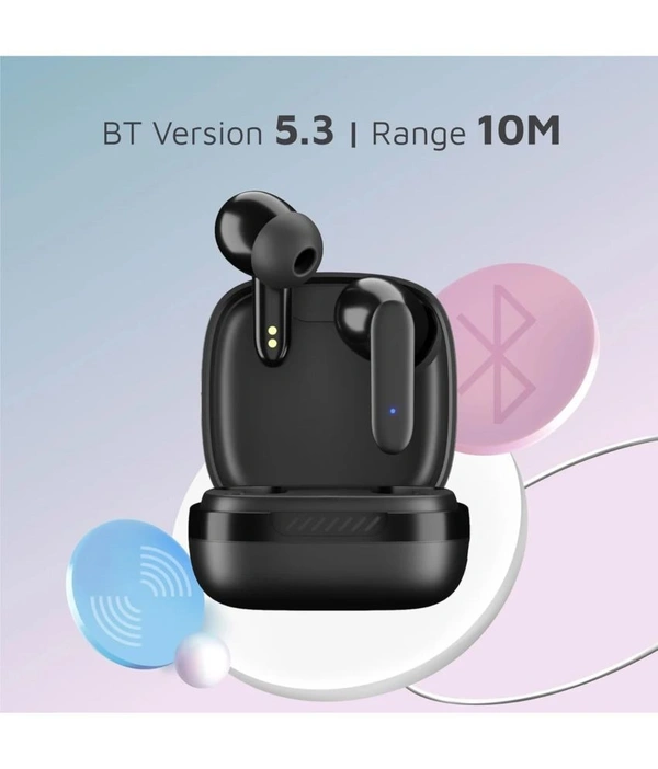 Buds Prima Bluetooth True Wireless (TWS) In Ear 45 Hours Playback Fast charging,Powerfull bass IPX4 - Black