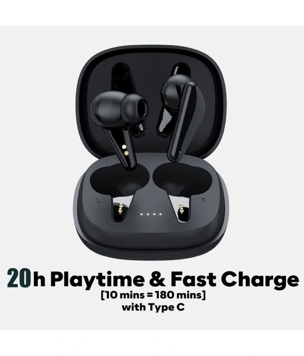 G007 Bluetooth True Wireless (TWS) In Ear 20 Hours Playback Low Latency IPX4(Splash & Sweat Proof) Black - Black
