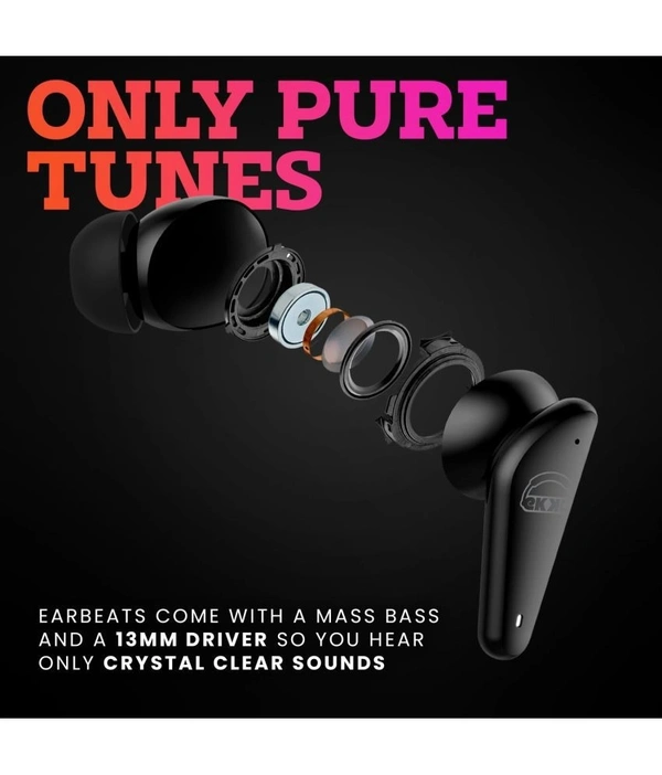 G007 Bluetooth True Wireless (TWS) In Ear 20 Hours Playback Low Latency IPX4(Splash & Sweat Proof) Black - Black