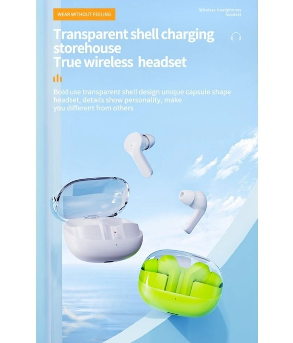 G2 Transparent Bluetooth True Wireless (TWS) In Ear 24 Hours Playback Powerfull bass,Fast charging IPX4 - Green