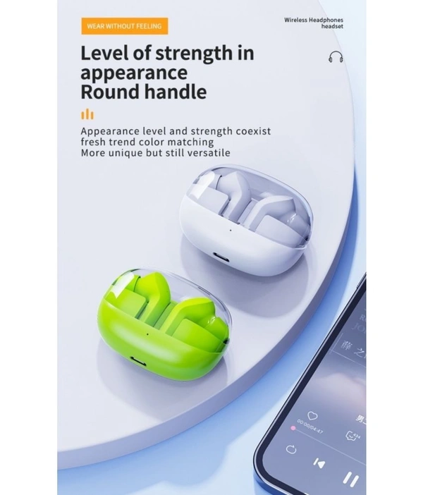 G2 Transparent Bluetooth True Wireless (TWS) In Ear 24 Hours Playback Powerfull bass,Fast charging IPX4 - Green