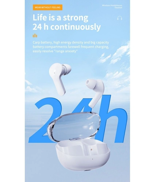 G2 Transparent Bluetooth True Wireless (TWS) In Ear 24 Hours Playback Powerfull bass,Fast charging IPX4 - White