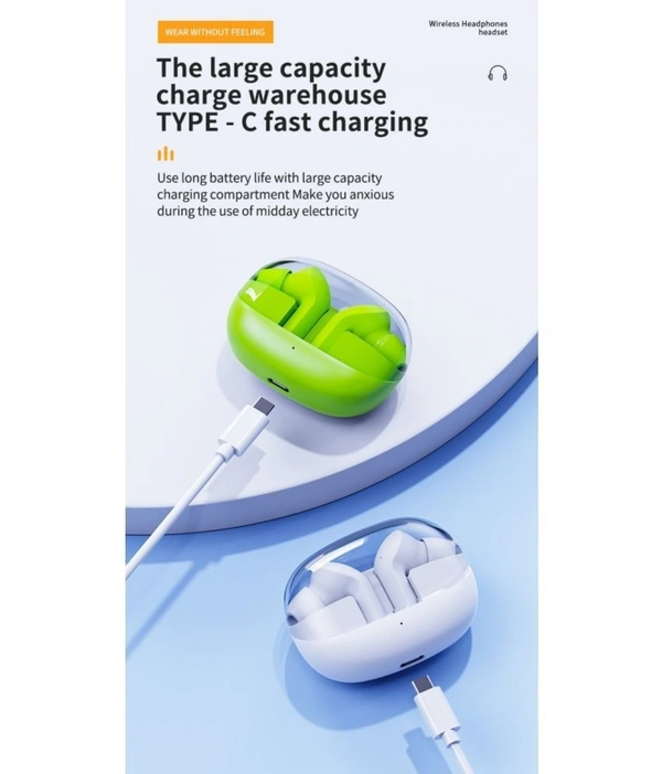 G2 Transparent Bluetooth True Wireless (TWS) In Ear 24 Hours Playback Powerfull bass,Fast charging IPX4 - Black