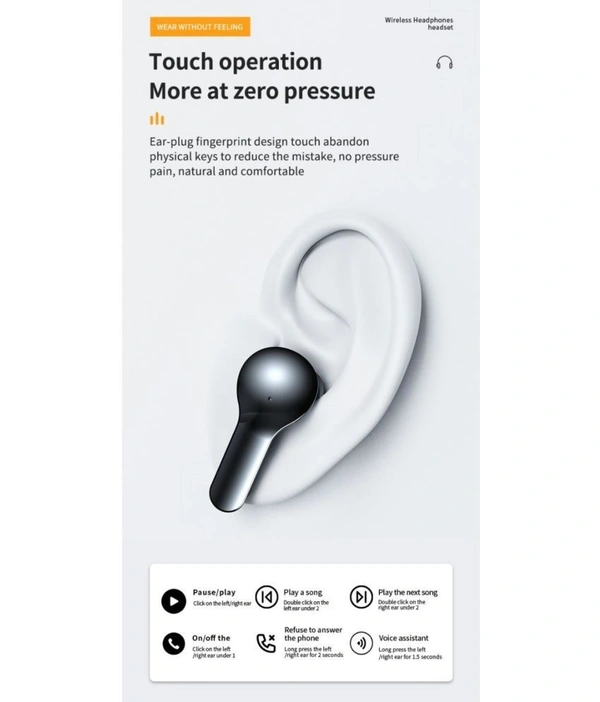 G2 Transparent Bluetooth True Wireless (TWS) In Ear 24 Hours Playback Powerfull bass,Fast charging IPX4 - Black