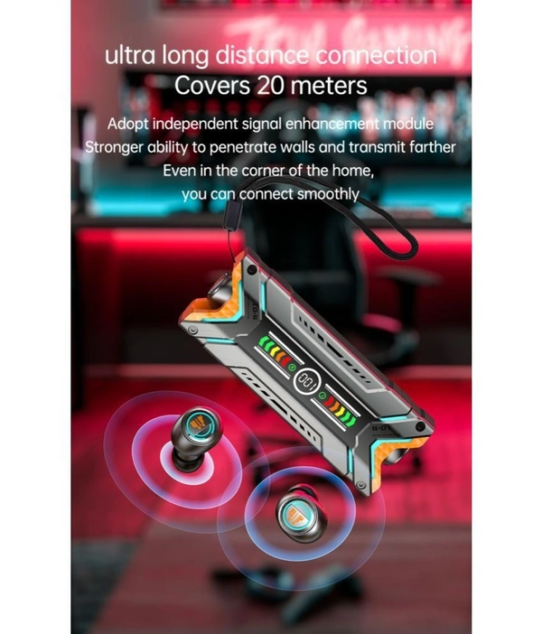 GAMMER Bluetooth True Wireless (TWS) In Ear 30 Hours Playback Low Latency,Powerfull bass IPX4 - Gray
