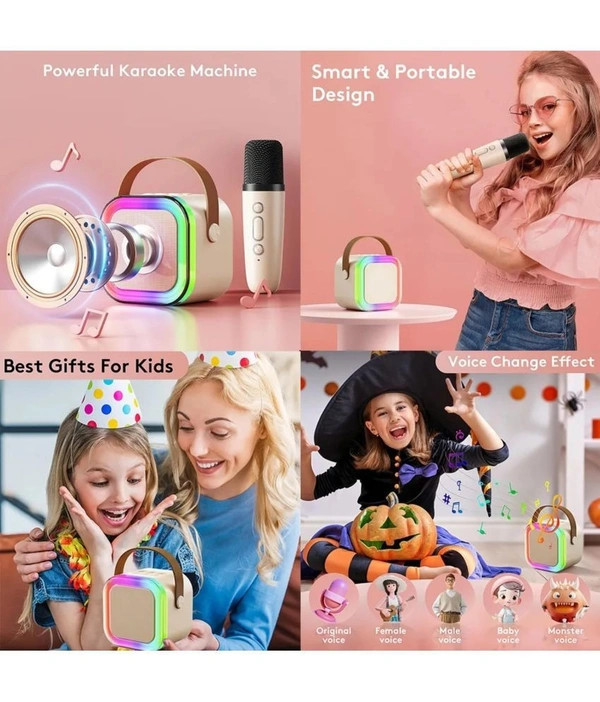  Karaoke with Mic 10 W Bluetooth Speaker Bluetooth V 5.3 with USB,SD card Slot,Call function Playback Time 8 hrs Assorted - White