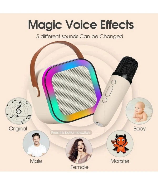  Karaoke with Mic 10 W Bluetooth Speaker Bluetooth V 5.3 with USB,SD card Slot,Call function Playback Time 8 hrs Assorted - White