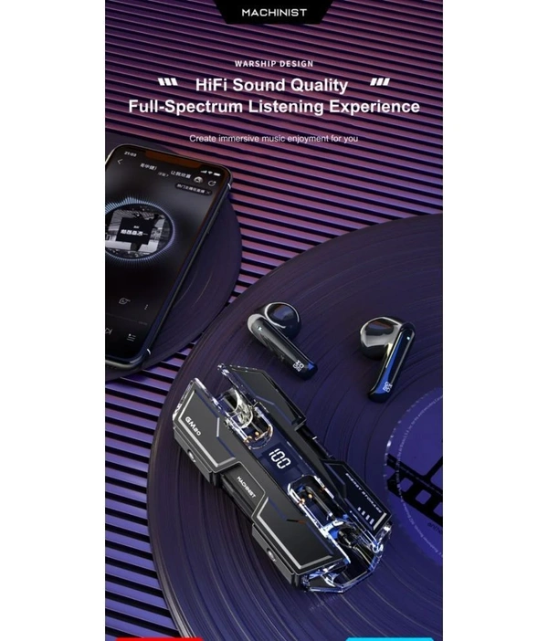  Machinist Bluetooth True Wireless (TWS) In Ear 32 Hours Playback Low Latency,Fast charging IPX4 - Black