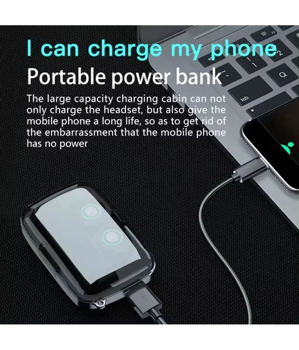 PowerBank Earbuds Bluetooth True Wireless (TWS) In Ear 30 Hours Playback Low Latency,Powerfull bass IPX4 - Black