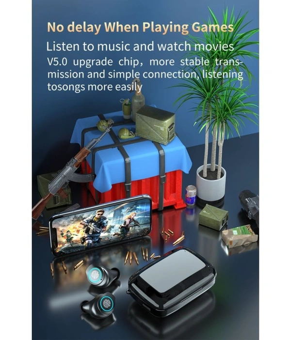 PowerBank Earbuds Bluetooth True Wireless (TWS) In Ear 30 Hours Playback Low Latency,Powerfull bass IPX4 - Black