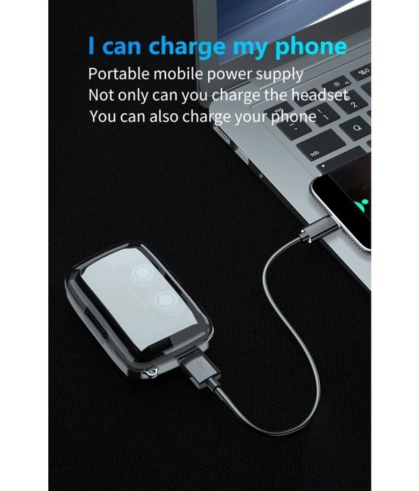 PowerBank Earbuds Bluetooth True Wireless (TWS) In Ear 30 Hours Playback Low Latency,Powerfull bass IPX4 - Black