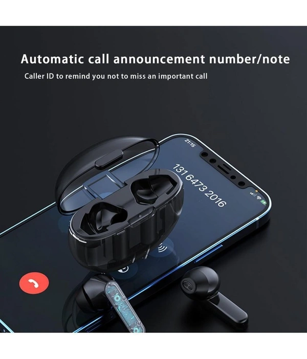  Transparent Bluetooth True Wireless (TWS) In Ear 20 Hours Playback Powerfull bass,Low Latency IPX4 - Black