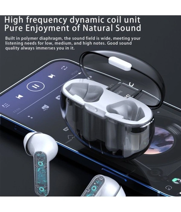 Transparent Bluetooth True Wireless (TWS) In Ear 20 Hours Playback Low Latency,Powerfull bass IPX4 - White