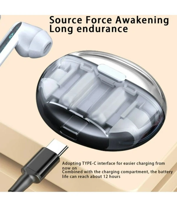 Transparent Bluetooth True Wireless (TWS) In Ear 20 Hours Playback Low Latency,Powerfull bass IPX4 - White