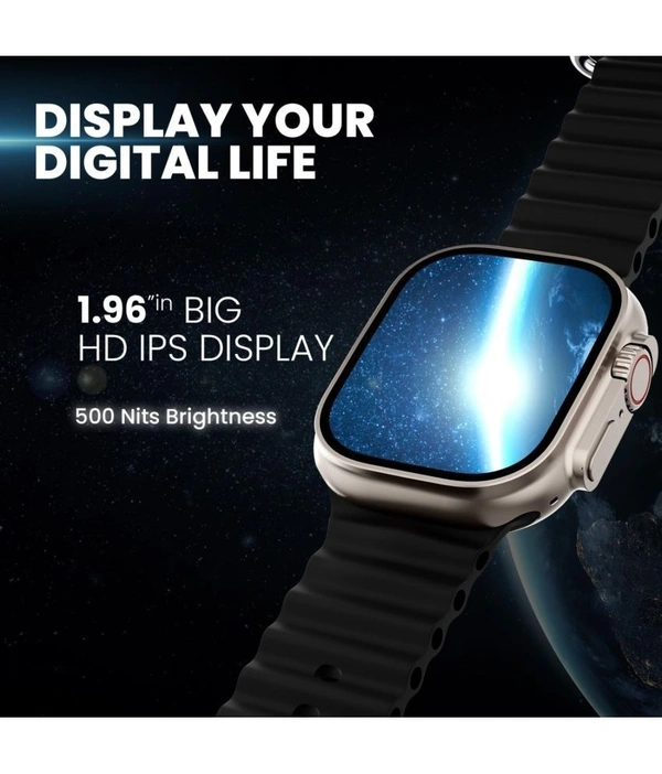  Ultra Watch with BT Calling, HD Display Black Smart Watch - Black
