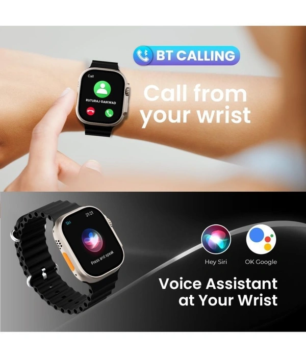  Ultra Watch with BT Calling, HD Display Black Smart Watch - Black