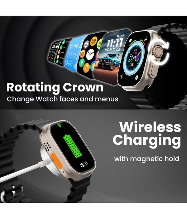  Ultra Watch with BT Calling, HD Display Black Smart Watch - Black
