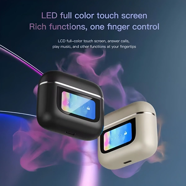 V8 Touch Display Earbud with Active Noise cancelation - Black
