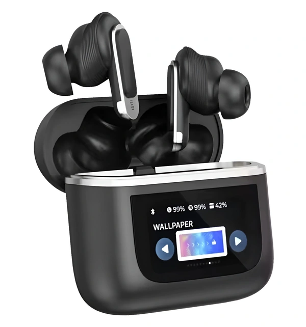 V8 Touch Display Earbud with Active Noise cancelation - Black
