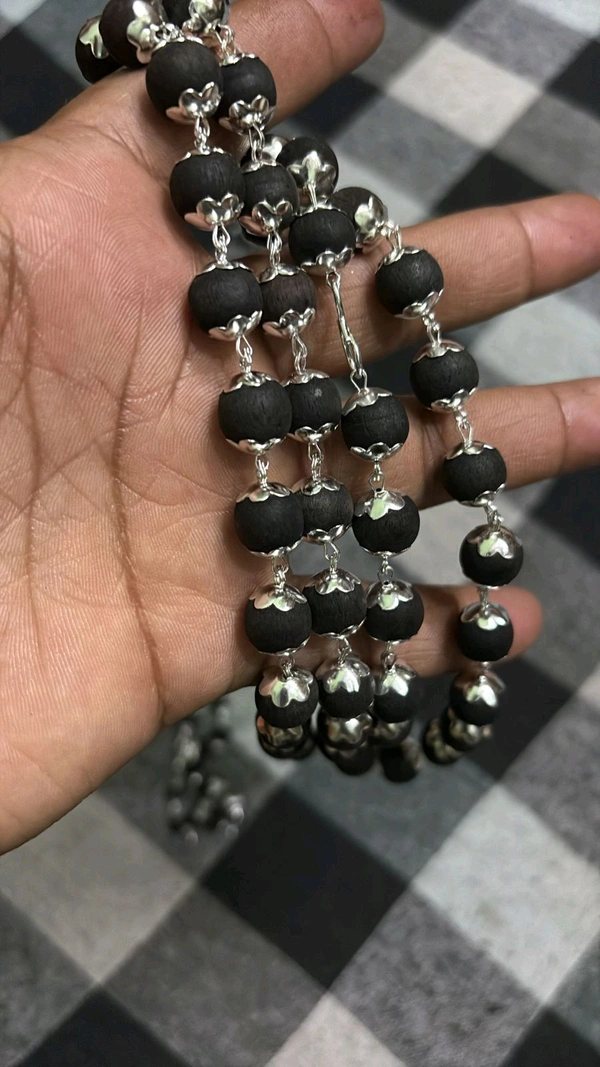 Karungali Mala Silver Plated 10mm 54 Beads