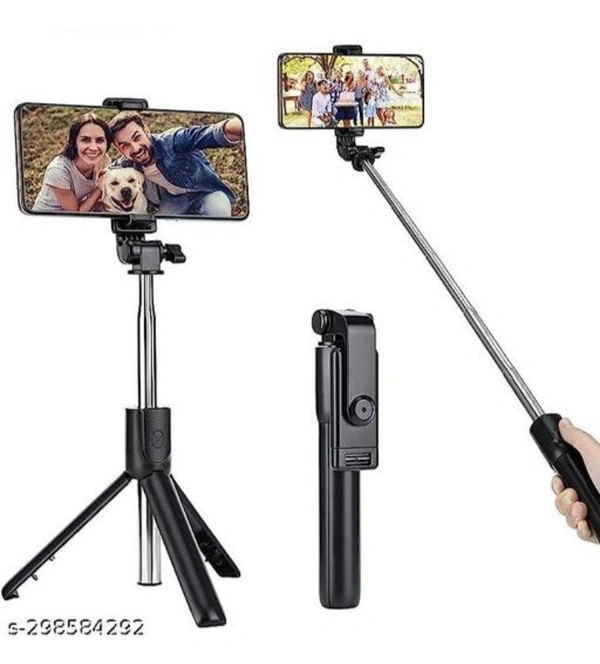 Selfie Stick Bluetooth Selfie Stick Tripod Extendable Tripod Stick With Remote FaceTime Phone Stand - Black