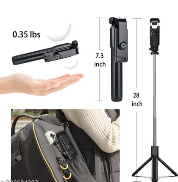 Selfie Stick Bluetooth Selfie Stick Tripod Extendable Tripod Stick With Remote FaceTime Phone Stand - Black