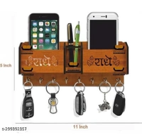 Heavy Duty Wooden Stand For Smartphones & Keychains - Brown
