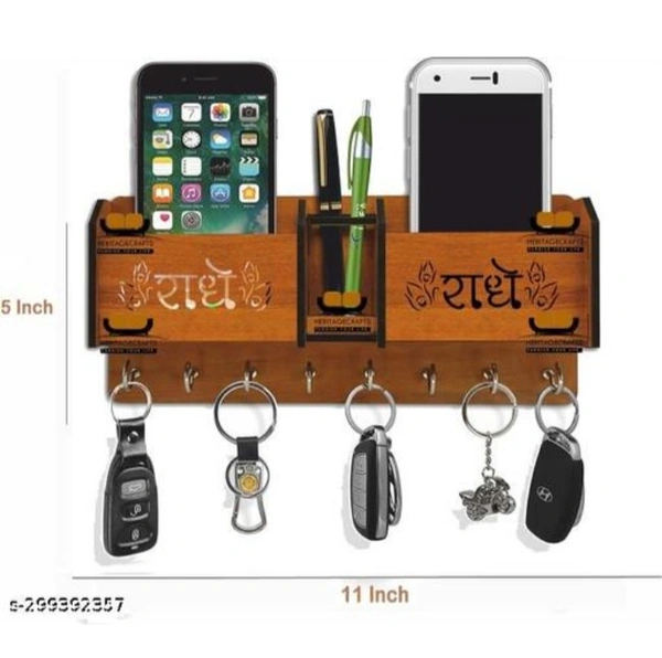 Heavy Duty Wooden Stand For Smartphones & Keychains - Brown