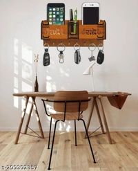 Heavy Duty Wooden Stand For Smartphones & Keychains - Brown