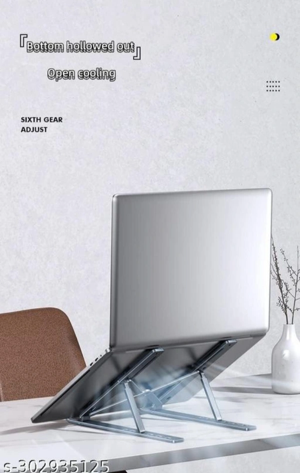 Aluminium Table Top Laptop Stand Ergonomic Foldable Portable Laptop Stand - Silver