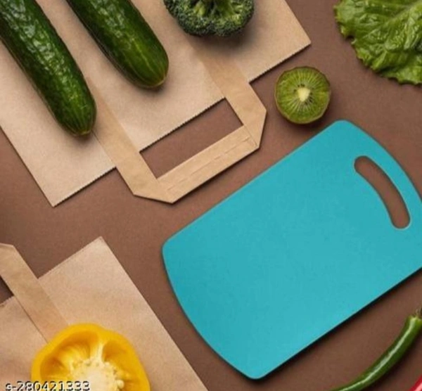 Plastic Cutting/Chopping Board With Knife (Blue) - Bright Turquoise
