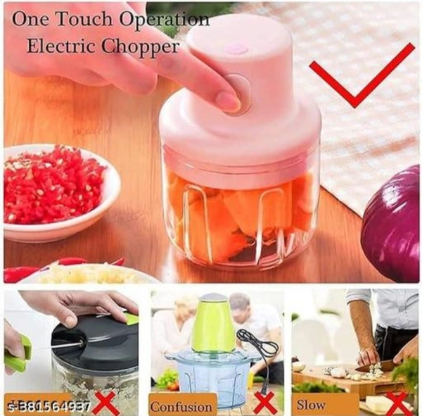 Mini Electric Chopper/ Mixer, Fruit Vegetable Cutter, USB Rechargeable - Peach Orange