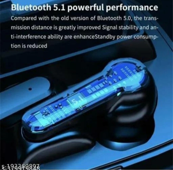 M19 TWS Bluetooth 5.0 Wireless Earbuds Touch Waterproof IP7X LED Digital Display - Black