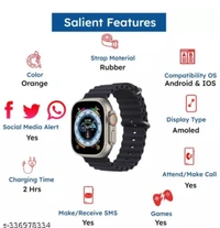 T800 Smartwatch with Bluetooth Calling, SMS Alert, Social Media Alert, Heart rate & Step Tracking (Black) - Black