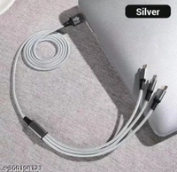 Multi Pin Mobile Data Cable, Latest 3 in 1 Cable Fast, Rapid Charging - Silver
