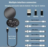 60W USB Adapter Cable Conversion Storage Box, Multi-type Charging Converter USB C to Lightning Lighting Type C - Black
