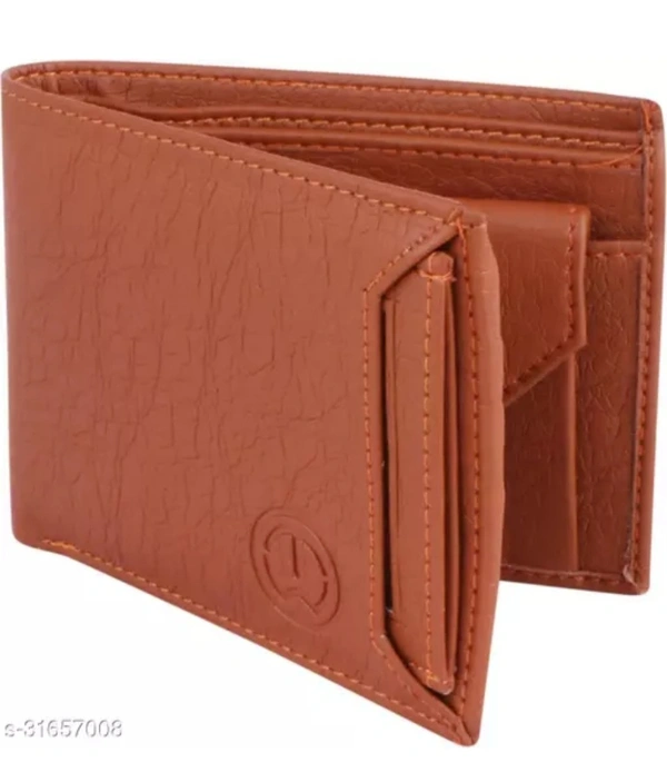 Trendy Men Brown Two Fold LeatherWallet - Brown