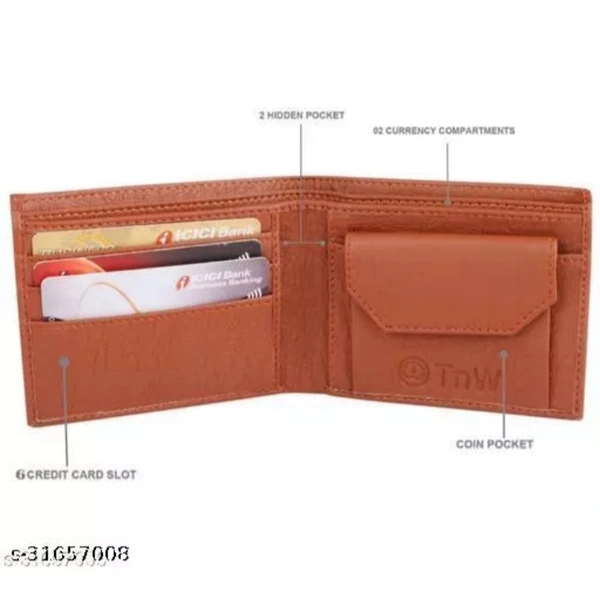 Trendy Men Brown Two Fold LeatherWallet - Brown