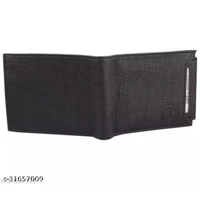 Trendy Men Brown Two Fold LeatherWallet - Black