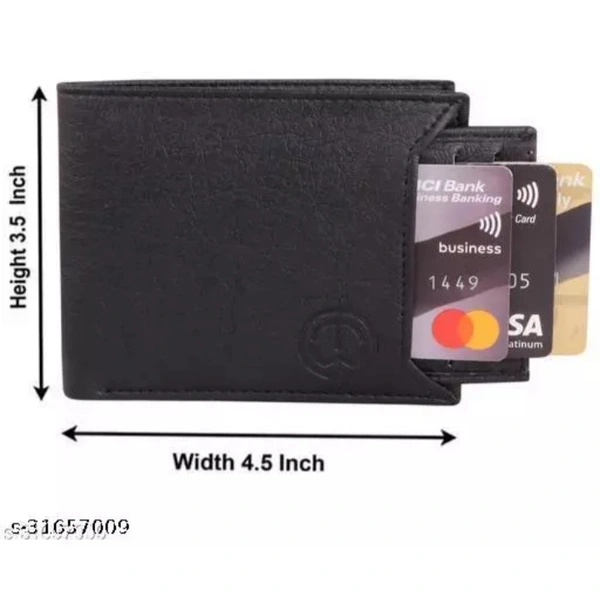 Trendy Men Brown Two Fold LeatherWallet - Black