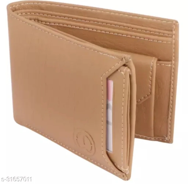 Trendy Men Brown Two Fold LeatherWallet - Tan