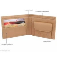 Trendy Men Brown Two Fold LeatherWallet - Tan