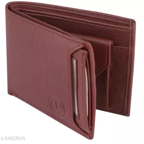 Trendy Men Brown Two Fold LeatherWallet - Nutmeg Wood Finish
