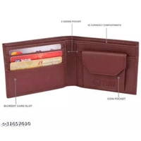 Trendy Men Brown Two Fold LeatherWallet - Nutmeg Wood Finish