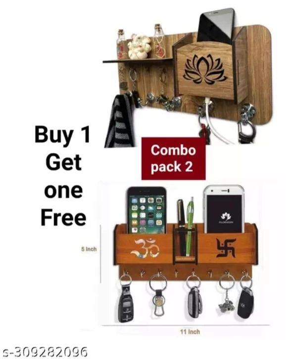 OM & Single Flower Combo, Keychain & Smartphone Stand - Brown