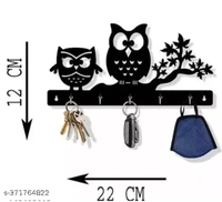 Owl Key Holder With 5 Hooks - Black