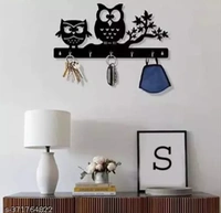 Owl Key Holder With 5 Hooks - Black
